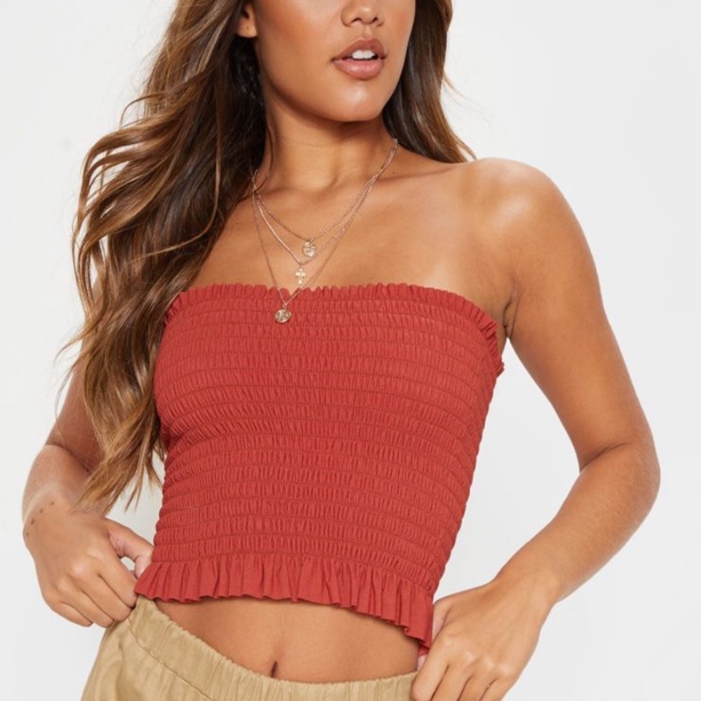 pretty little thing ruffled tube top